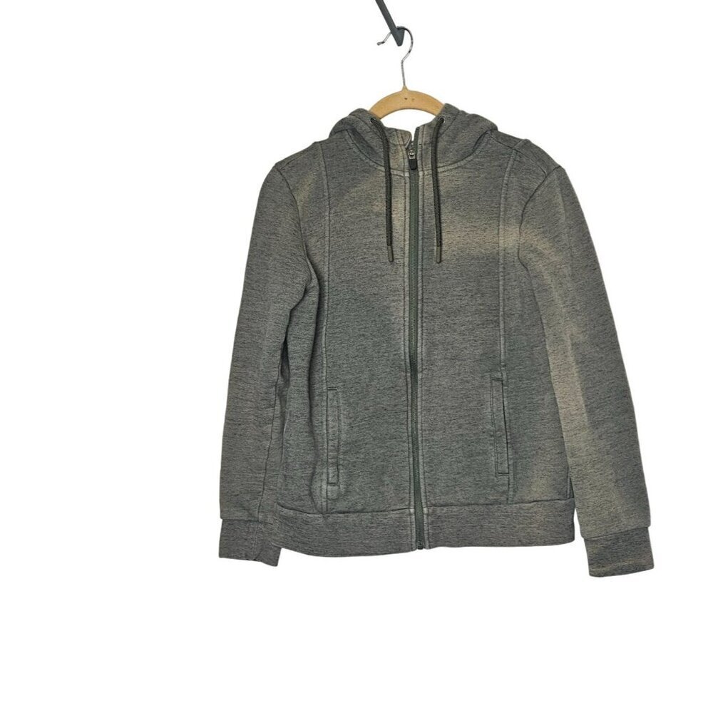 Figs Womens Zip-Up Hoodie With Pockets & Drawstring Hood Greenish Gray XS